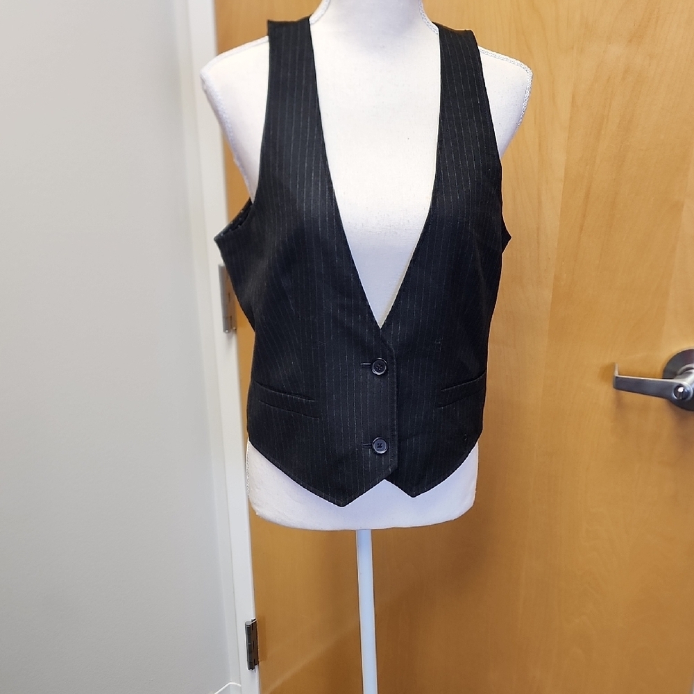J. Crew Black Pinstripe Vest